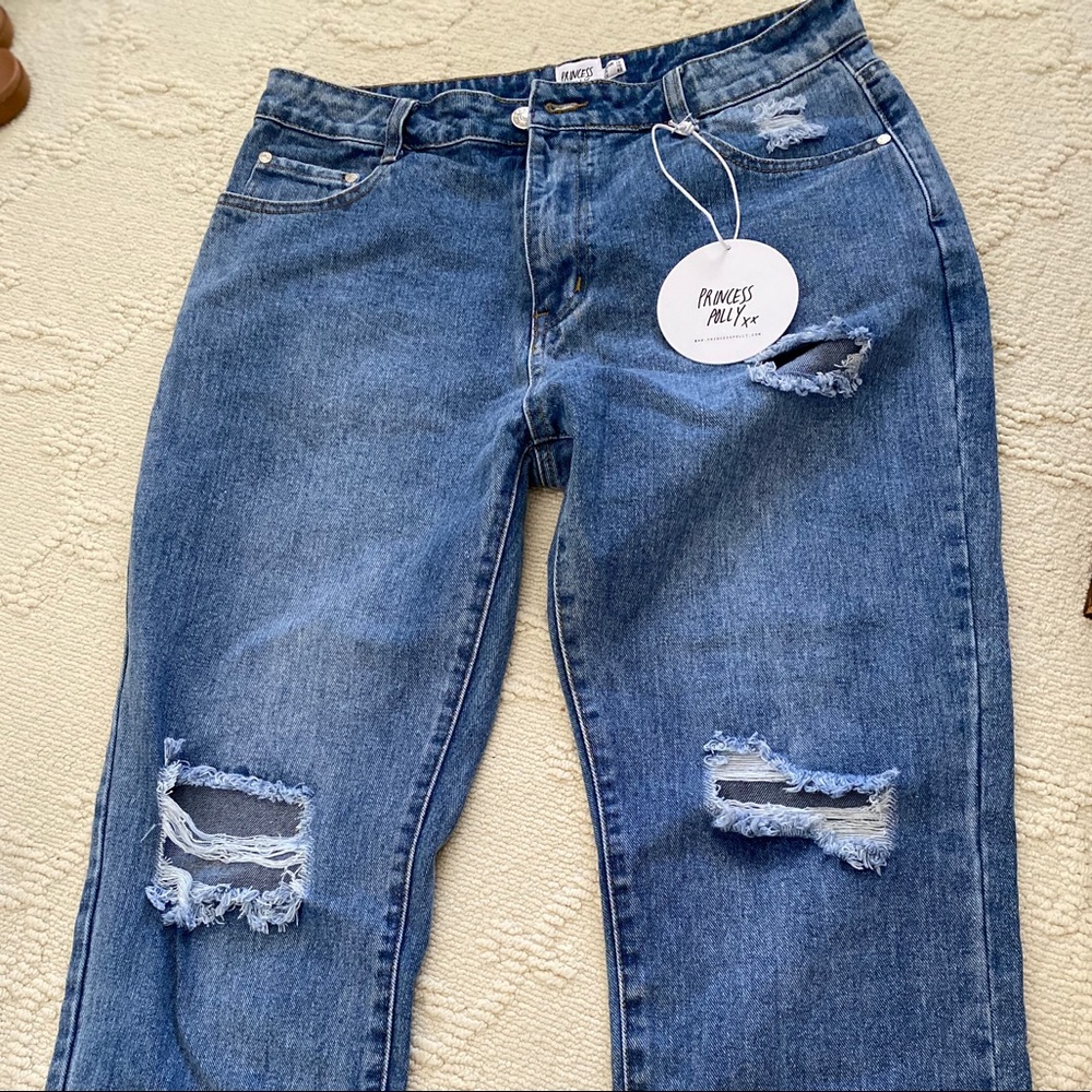 HAYDEN KNEE RIP JEANS MIDWASH DENIM- PrincessPolly - Picture 4 of 5
